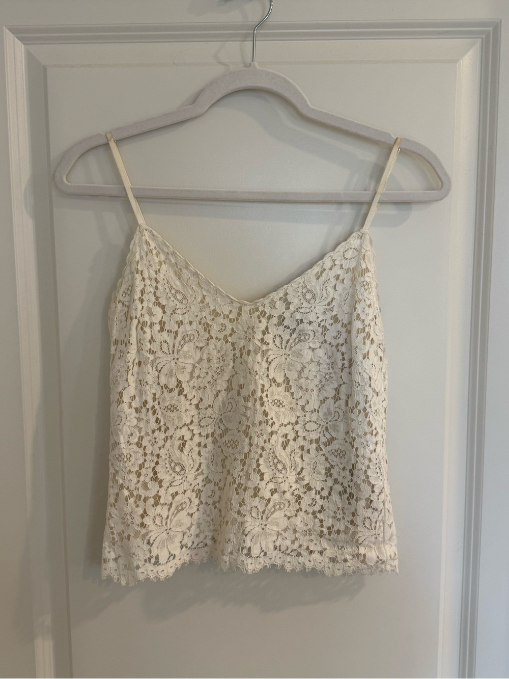 Ralph Lauren Ivory Floral Lace Spaghetti Strap Tank